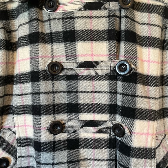 Victoria’s Secret PINK Limited Edition Plaid Pink Grey Fur Winter Coat Size L - Picture 4 of 16